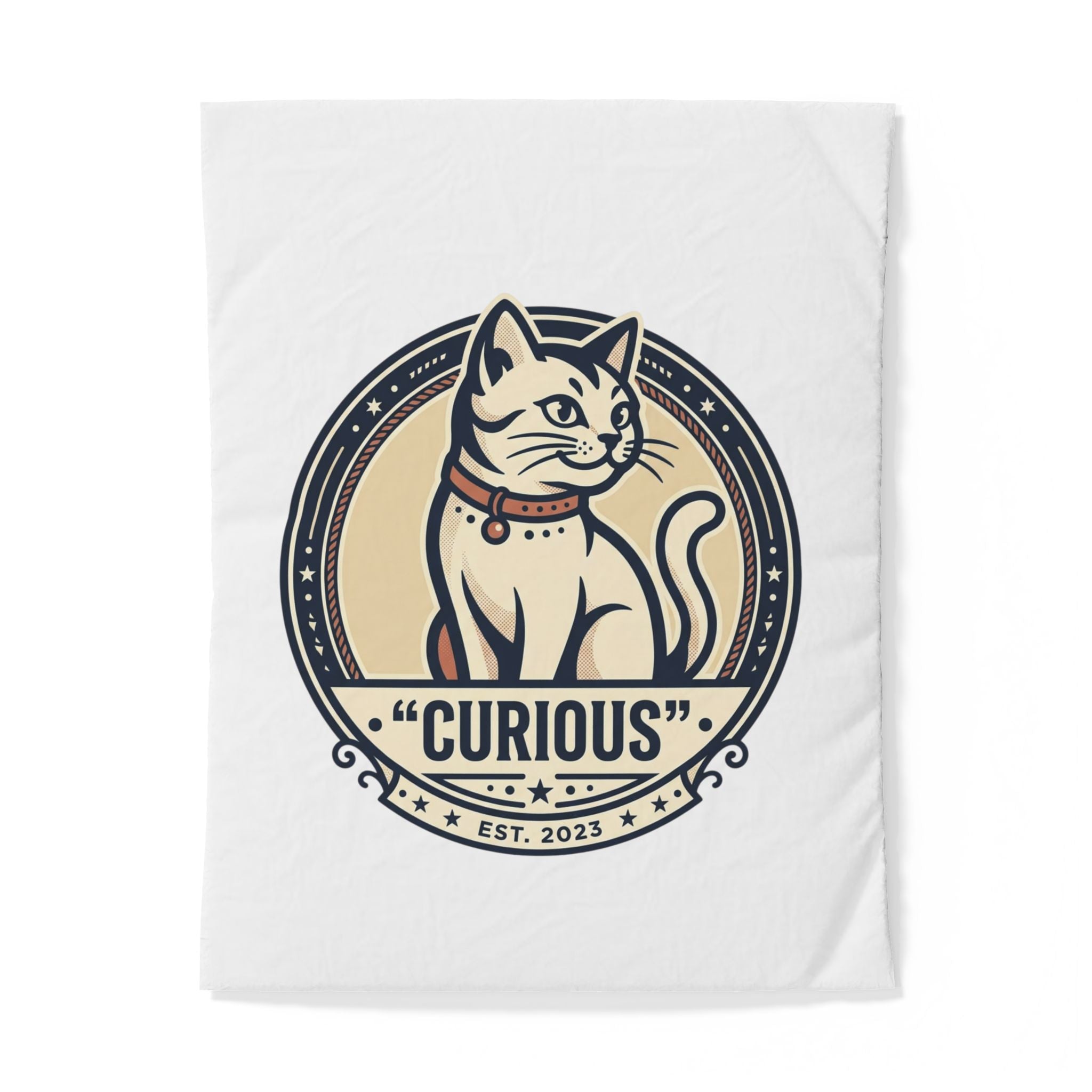 Pussilakana- Curious Cat Cotton Duvet Cover — Vintage Cat Bedroom Decor