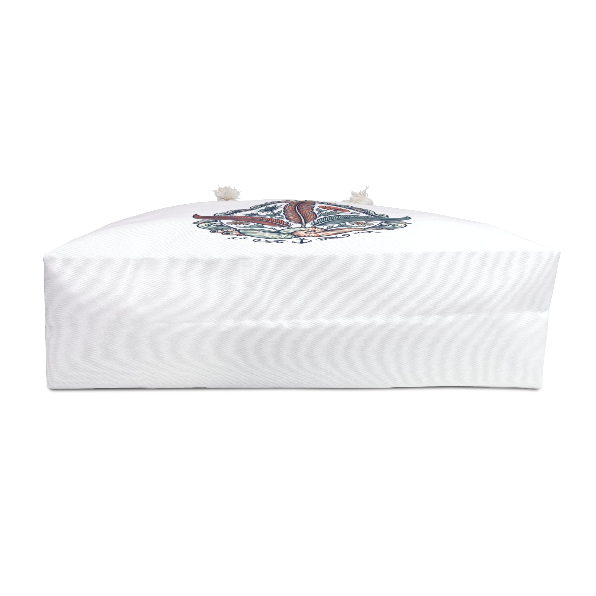 Laukku- Boho Feather Nautical Weekender Bag — Large Travel Tote with Shell & Floral Emblem